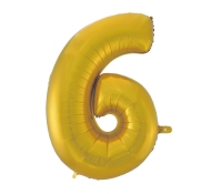 Godan Fóliový balón číslo 6 - zlatá matná - 92 cm - cena, porovnanie