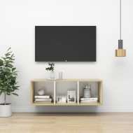 vidaXL Nástenná TV skrinka dub sonoma a biela 37x37x107 cm drevotrieska - cena, porovnanie