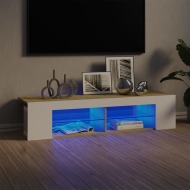 vidaXL TV skrinka s LED svetlami biela a dub sonoma 135x39x30 cm - cena, porovnanie