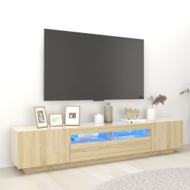 vidaXL TV skrinka s LED svetlami dub sonoma 200x35x40 cm