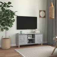 vidaXL TV stolík nohy z masívneho dreva betónové sivé 103,5x35x50cm - cena, porovnanie