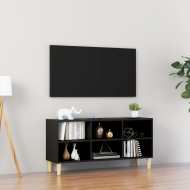 vidaXL TV stolík nohy z masívneho dreva čierny 103,5x30x50 cm - cena, porovnanie