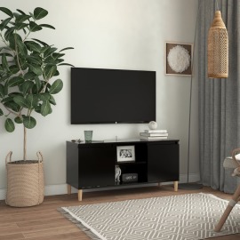 vidaXL TV stolík nohy z masívneho dreva čierny 103,5x35x50cm