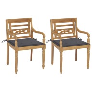 vidaXL Batavia stoličky 2 ks s antracitovými vankúšmi tíkový masív - cena, porovnanie