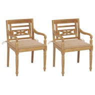 vidaXL Batavia stoličky 2 ks s béžovými vankúšmi tíkový masív - cena, porovnanie