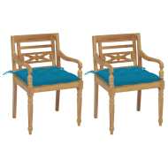 vidaXL Batavia stoličky 2 ks s bledomodrými vankúšmi masívny teak - cena, porovnanie
