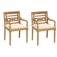 vidaXL Batavia stoličky 2 ks s krémovými vankúšmi tíkový masív - cena, porovnanie