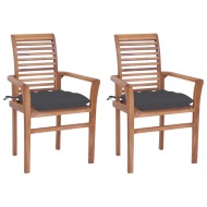 vidaXL Jedálenské stoličky 2 ks antracitové podložky tíkový masív - cena, porovnanie