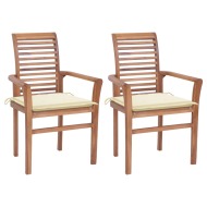 vidaXL Jedálenské stoličky 2 ks krémové podložky tíkový masív - cena, porovnanie