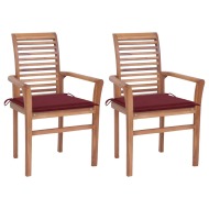 vidaXL Jedálenské stoličky 2 ks vínovočervené podložky tíkový masív - cena, porovnanie