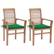 vidaXL Jedálenské stoličky 2 ks zelené podložky tíkový masív - cena, porovnanie