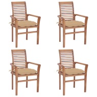 vidaXL Jedálenské stoličky 4 ks béžové podložky tíkový masív - cena, porovnanie