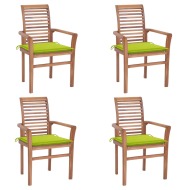 vidaXL Jedálenské stoličky 4 ks bledozelené podložky tíkový masív - cena, porovnanie