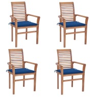 vidaXL Jedálenské stoličky 4 ks kráľovsky modré podložky tíkový masív - cena, porovnanie