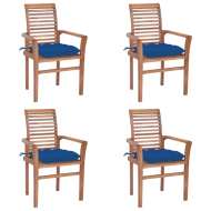 vidaXL Jedálenské stoličky 4 ks modré podložky tíkový masív - cena, porovnanie