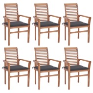 vidaXL Jedálenské stoličky 6 ks antracitové podložky tíkový masív - cena, porovnanie
