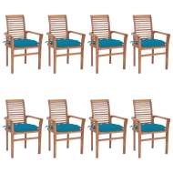 vidaXL Jedálenské stoličky 8 ks bledomodré sedáky tíkový masív - cena, porovnanie