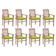 vidaXL Jedálenské stoličky 8 ks jasnozelené podložky tíkový masív - cena, porovnanie