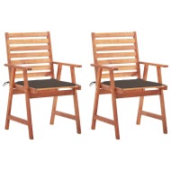 vidaXL Vonkajšie jedálenské stoličky 2 ks s podložkami masívne akáciové drevo - cena, porovnanie
