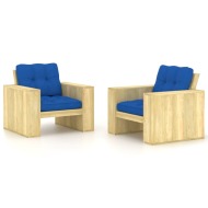vidaXL Záhradné stoličky 2 ks a kráľovské modré vankúše impregnovaná borovica - cena, porovnanie