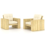 vidaXL Záhradné stoličky 2 ks a krémové vankúše impregnovaná borovica - cena, porovnanie