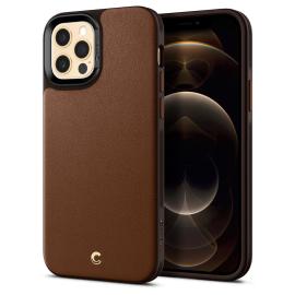 Spigen Leather Brick iPhone 12/Pro - Saddle Brown