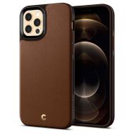 Spigen Leather Brick iPhone 12/Pro - Saddle Brown - cena, porovnanie