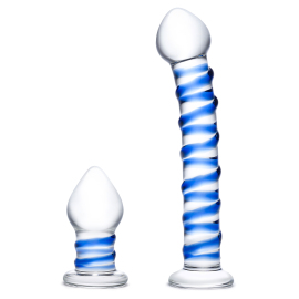 Gläs Double Penetration Glass Swirly Dildo & Butt Plug Set