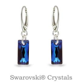 Naneth Náušnice Baguette Swarovski Bermuda Blue 14 mm