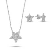 Naneth Strieborný set STAR hviezdičky biele - Rhodium - cena, porovnanie