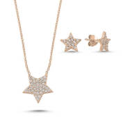 Naneth Strieborný set STAR hviezdičky - pozlátený ružovým zlatom - cena, porovnanie