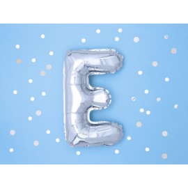 Party Deco Fóliový balón - strieborný - písmeno, 35 cm E