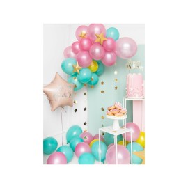 Party Deco Fóliový balón - Narodeninová hviezda - 40cm Ružová