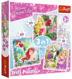 Trefl Puzzle 3v1 Rapunzel, Aurora a Ariel Disney Princess