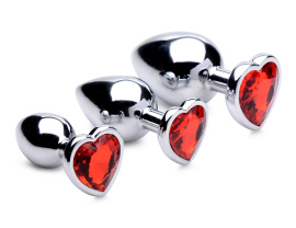 Booty Sparks Red Heart Gem Anal Plug Set