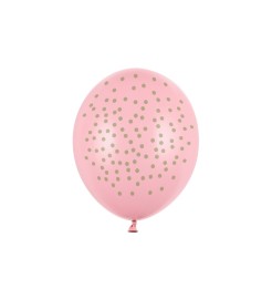 Party Deco Pastelovo ružové balóny so striebornými bodkami