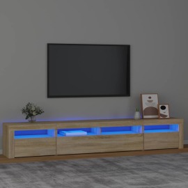 vidaXL TV skrinka s LED svetlami dub sonoma 240 x 35 x 40 cm