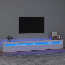 vidaXL TV skrinka s LED svetlami lesklá biela 270x35x40 cm