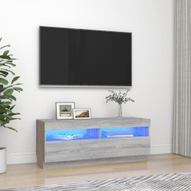 vidaXL TV skrinka s LED svetlami sivý dub sonoma 100x35x40 cm