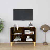 vidaXL TV skrinka s nohami z masívneho dreva tmavý dub 69,5x30x50 cm - cena, porovnanie