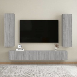 vidaXL Nástenné TV skrinky 2 ks sivé sonoma 30,5x30x110 cm