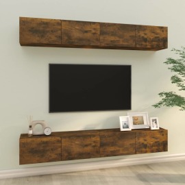 vidaXL Nástenné TV skrinky 4 ks dymový dub 100x30x30 cm