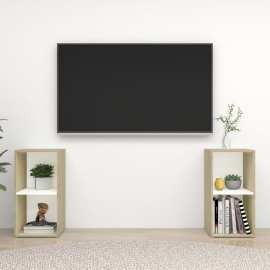 vidaXL TV skrinky 2 ks biele a dub sonoma 72x35x36,5 cm drevotrieska