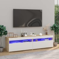 vidaXL TV skrinky 2 ks s LED svetlami biela a dub sonoma 75x35x40 cm - cena, porovnanie