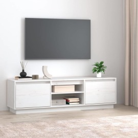 vidaXL TV stolík biely 140x35x40 cm masívna borovica