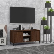 vidaXL TV stolík s kovovými nohami hnedý dub 103,5x35x50 cm - cena, porovnanie