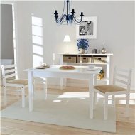 Shumee  Jedálenské stoličky 2 ks biele masívne kaučukovníkové drevo a zamat (242030) - cena, porovnanie