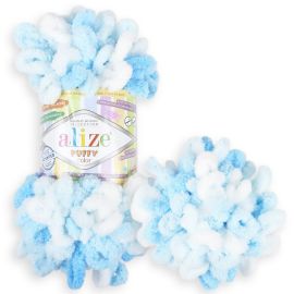 Alizé Puffy Color 5924 modro biela svetlá 100 g 9 m