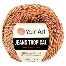 YarnArt Jeans Tropical červeno žltá 50 g, 160 m 613