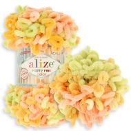 Alizé Puffy Fine Color 6313 oranžovo zelená 100g 14m - cena, porovnanie